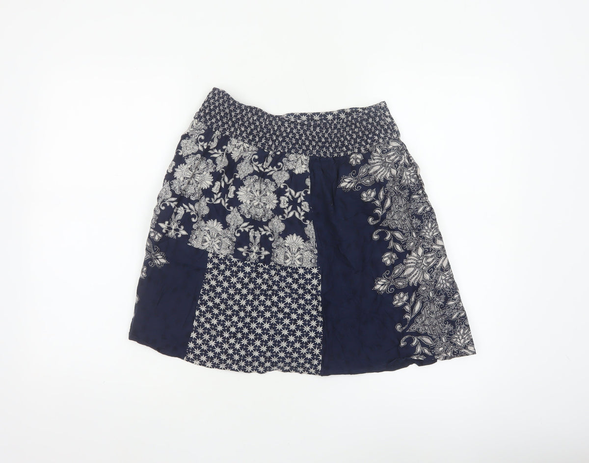 FatFace Women’s Blue Floral A-Line Knee Length Skirt UK 10