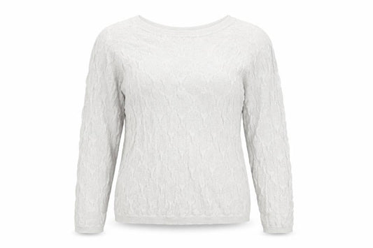 Savida Women Silver Cable Knit Crew Neck Jumper Size S