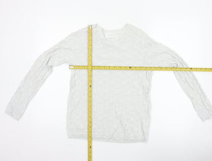 Savida Women Silver Cable Knit Crew Neck Jumper Size S