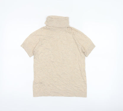 MNG Basics Women Beige S Roll Neck Short Sleeve Knit Jumper