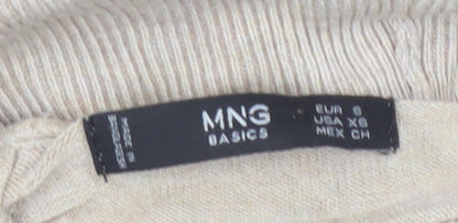 MNG Basics Women Beige S Roll Neck Short Sleeve Knit Jumper