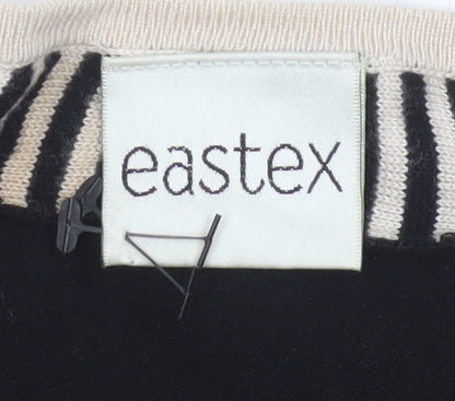 Eastex Women Black UK 18 Striped Trim Bow 3/4 Sleeve Knit Jumper