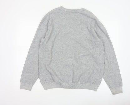 Marks and Spencer Men Grey L Cotton Crew Neck Knit Pullover Jumper