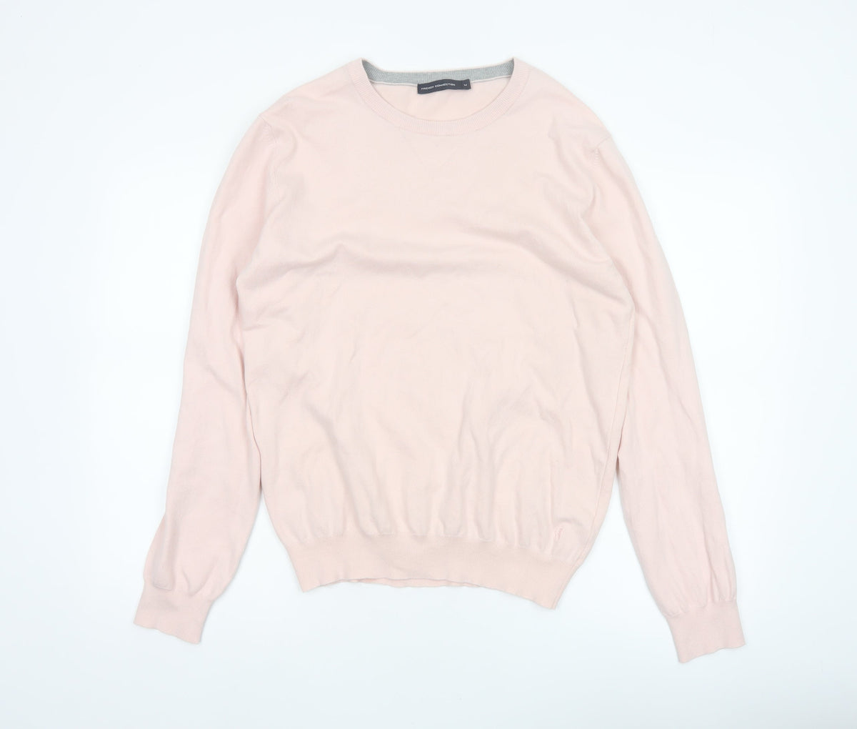 French Connection Men’s Pink M Crew Neck Cotton Knit Pullover Jumper