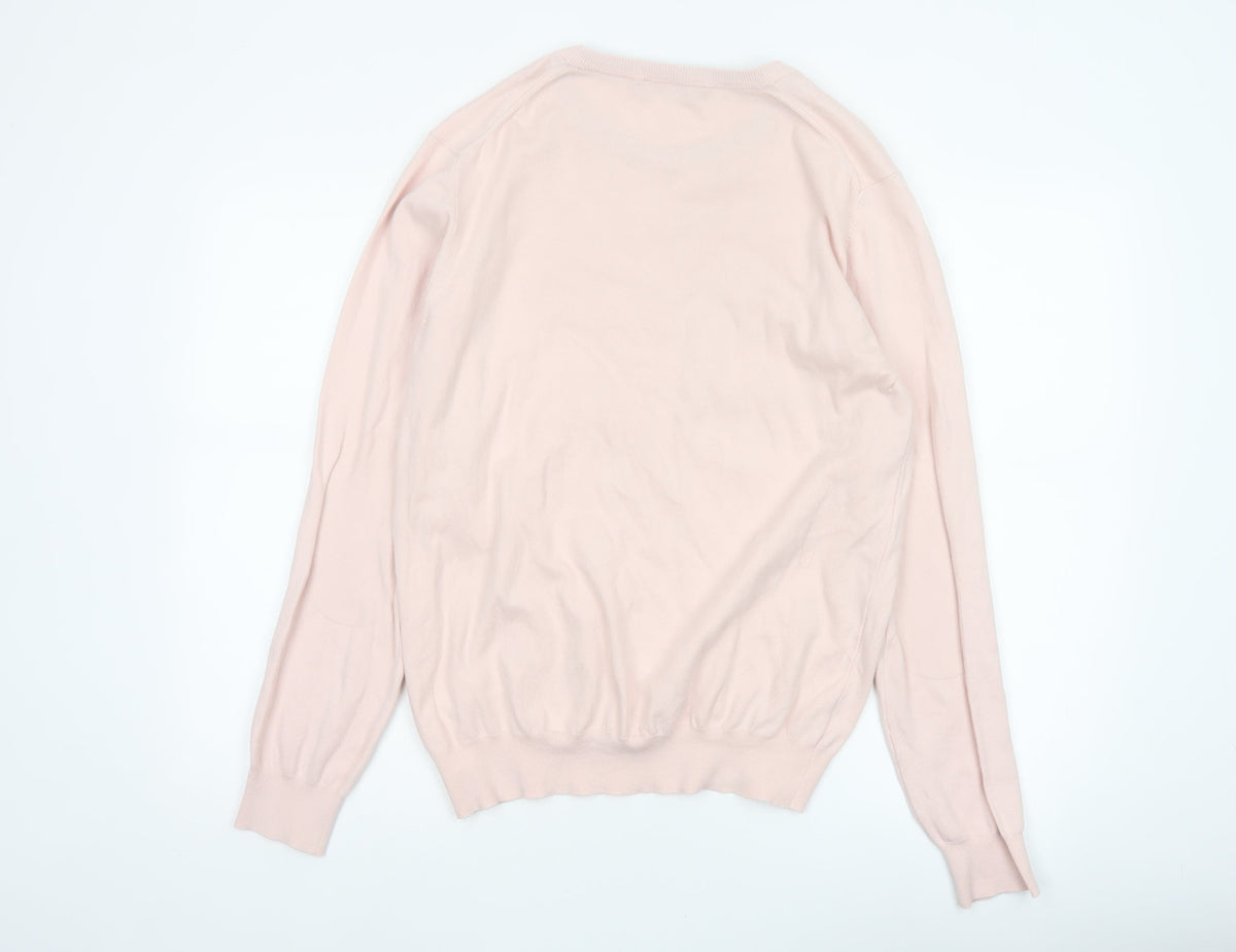 French Connection Men’s Pink M Crew Neck Cotton Knit Pullover Jumper