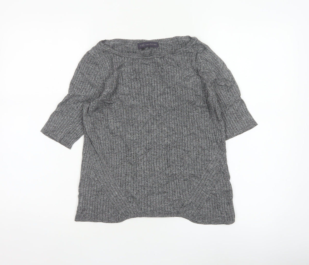 Marks & Spencer Collection Women’s Grey Marl Knit Pullover Jumper UK 14 3/4 Sleeve