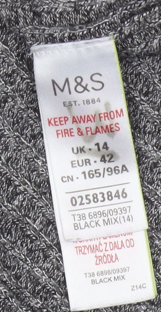 Marks & Spencer Collection Women’s Grey Marl Knit Pullover Jumper UK 14 3/4 Sleeve
