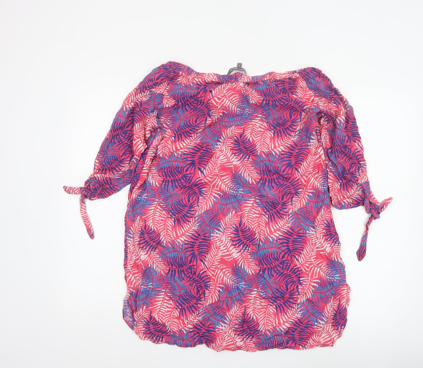 Laura Ashley Women Pink Tropical Leaf Off Shoulder Tunic Blouse S