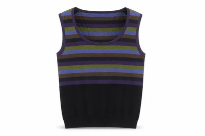 John Smedley Women Multicoloured Stripe Cotton Vest Jumper Size S