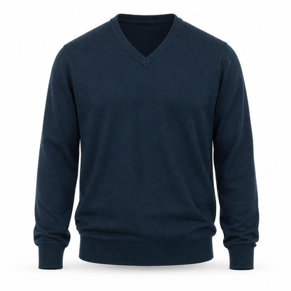 Marks & Spencer Men Blue M Pure Cotton V-Neck Knit Pullover Jumper