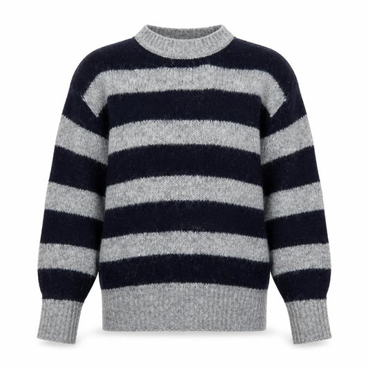 Zara Women Grey Black Striped Knit Pullover Jumper Size S Wool Blend
