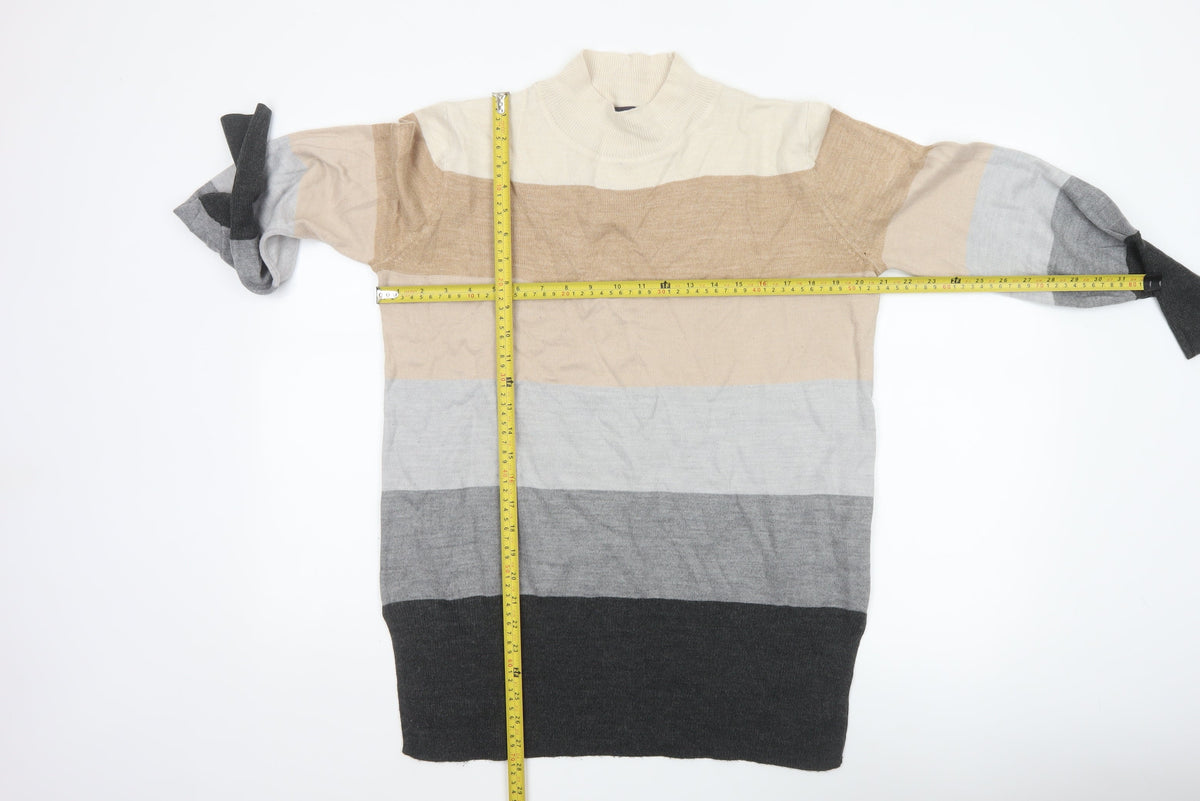 Marks & Spencer Women's Multicoloured M Mock Neck Striped Knit Jumper