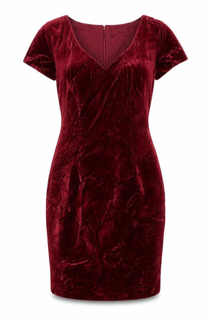 Opera by Richards Women Red Velvet Midi Sheath Dress UK 10 Party