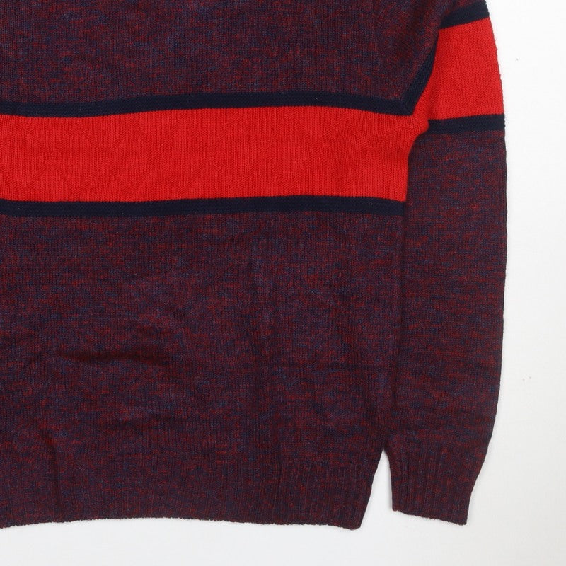 Pinnacle Men's Multicoloured S Striped Crew Neck Vintage Pullover Jumper