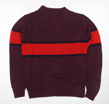Pinnacle Men's Multicoloured S Striped Crew Neck Vintage Pullover Jumper