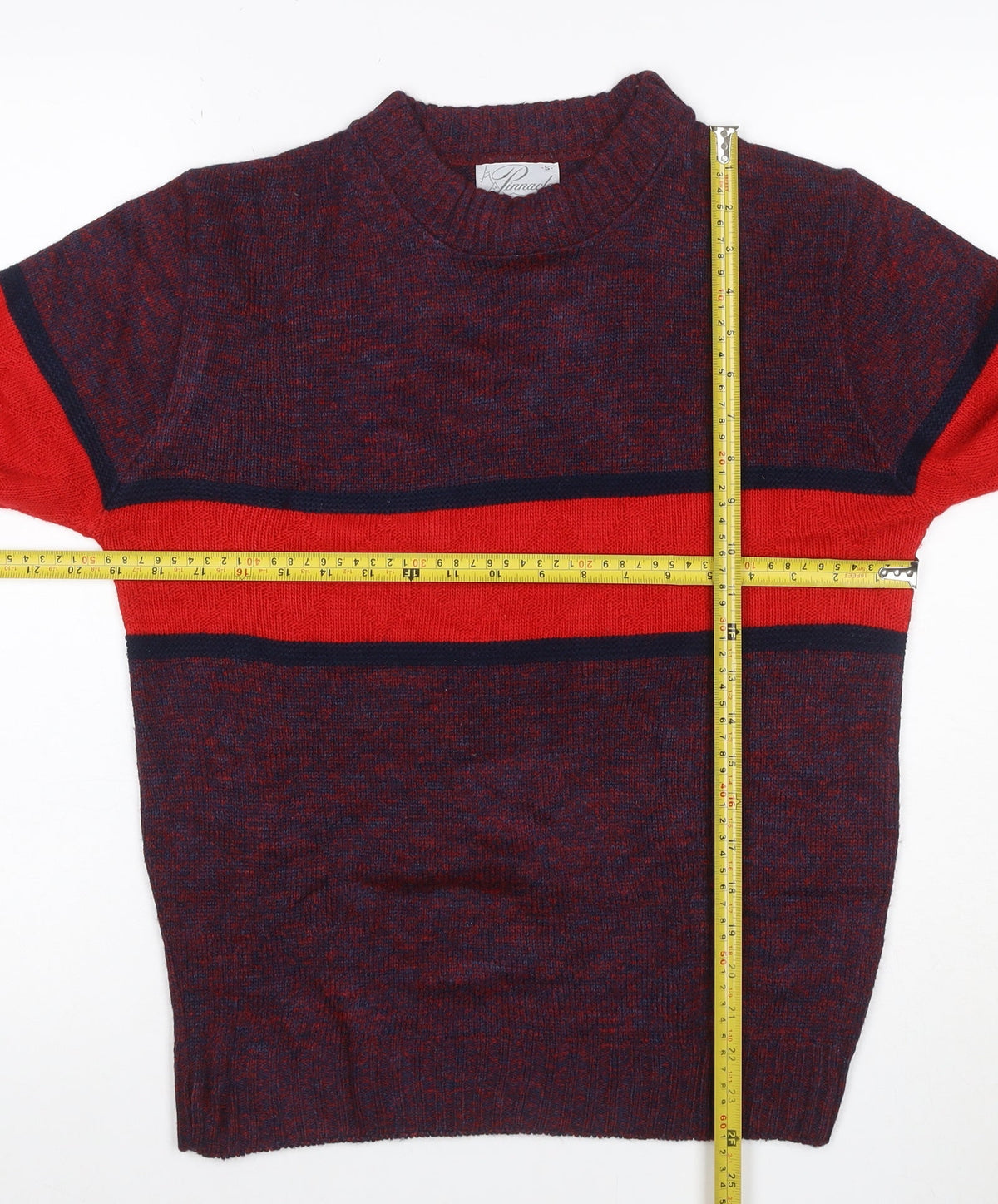 Pinnacle Men's Multicoloured S Striped Crew Neck Vintage Pullover Jumper