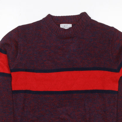 Pinnacle Men's Multicoloured S Striped Crew Neck Vintage Pullover Jumper
