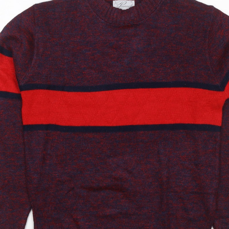 Pinnacle Men's Multicoloured S Striped Crew Neck Vintage Pullover Jumper
