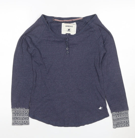 SoulCal & Co Women’s Blue Size 12 Henley Jersey Long Sleeve T-Shirt