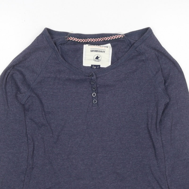 SoulCal & Co Women’s Blue Size 12 Henley Jersey Long Sleeve T-Shirt