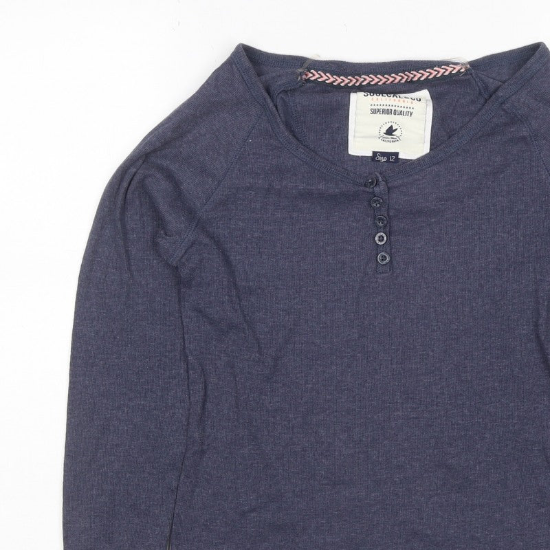 SoulCal & Co Women’s Blue Size 12 Henley Jersey Long Sleeve T-Shirt