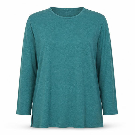 Lands' End Women Green UK 16 Modal Stretch Long Sleeve Tunic T-Shirt