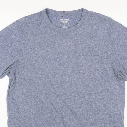Pull&Bear Men's Blue Marl Pocket Crew Neck Short Sleeve T-Shirt M