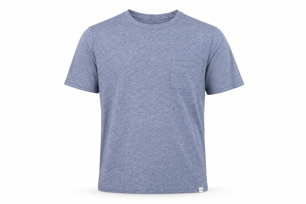 Pull&Bear Men's Blue Marl Pocket Crew Neck Short Sleeve T-Shirt M