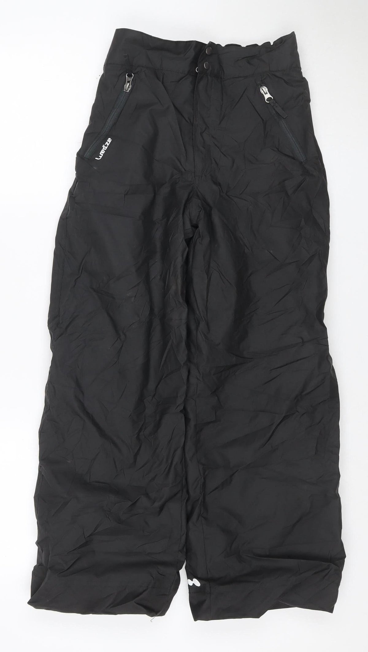 Additional front view of Wedze boys’ black 12 years snow pants ski trousers insulated zip pockets
