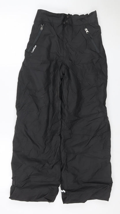 Additional front view of Wedze boys’ black 12 years snow pants ski trousers insulated zip pockets