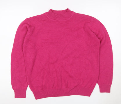 Damart Women’s Pink Mock Neck Acrylic Knit Jumper UK 14/16