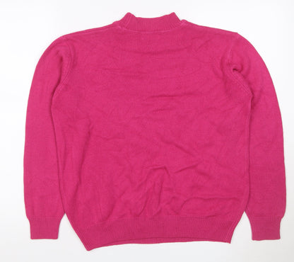 Damart Women’s Pink Mock Neck Acrylic Knit Jumper UK 14/16