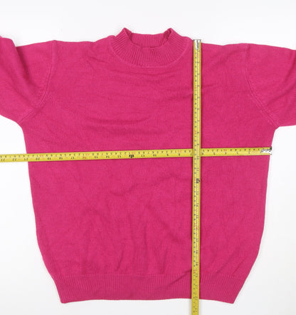 Damart Women’s Pink Mock Neck Acrylic Knit Jumper UK 14/16