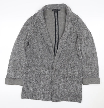Topshop Tall Women’s Grey Herringbone Knit Open Coatigan UK 8