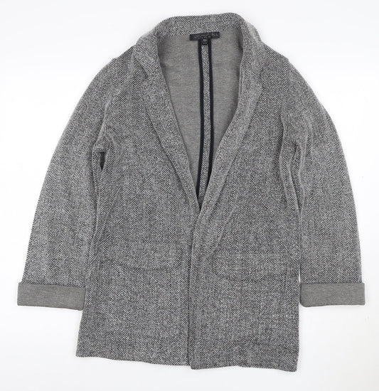 Topshop Tall Women’s Grey Herringbone Knit Open Coatigan UK 8