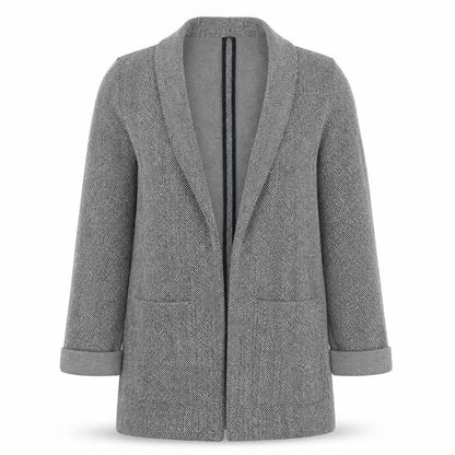 Topshop Tall Women’s Grey Herringbone Knit Open Coatigan UK 8