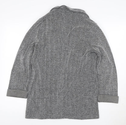 Topshop Tall Women’s Grey Herringbone Knit Open Coatigan UK 8
