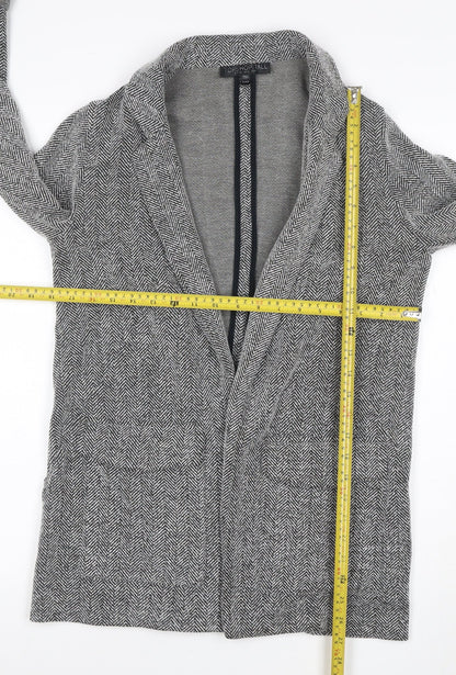 Topshop Tall Women’s Grey Herringbone Knit Open Coatigan UK 8