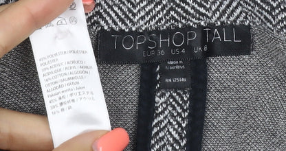 Topshop Tall Women’s Grey Herringbone Knit Open Coatigan UK 8