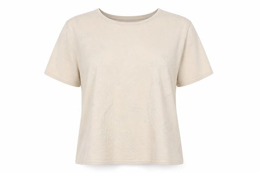 Damart Women’s Ivory Size 20 Floral Beaded Knit Short Sleeve Top