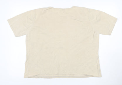 Damart Women’s Ivory Size 20 Floral Beaded Knit Short Sleeve Top