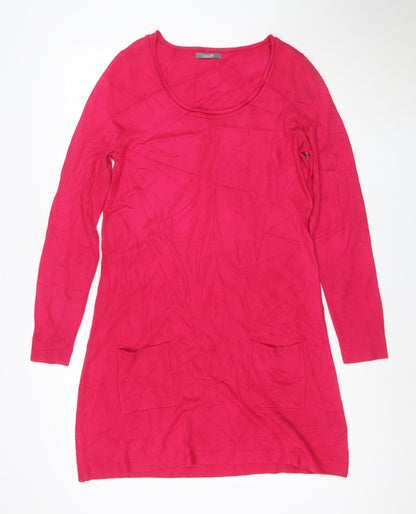 South Women’s Pink Size 14 Knit Jumper Dress Long Sleeve Pockets
