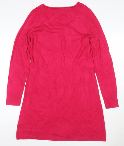 South Women’s Pink Size 14 Knit Jumper Dress Long Sleeve Pockets