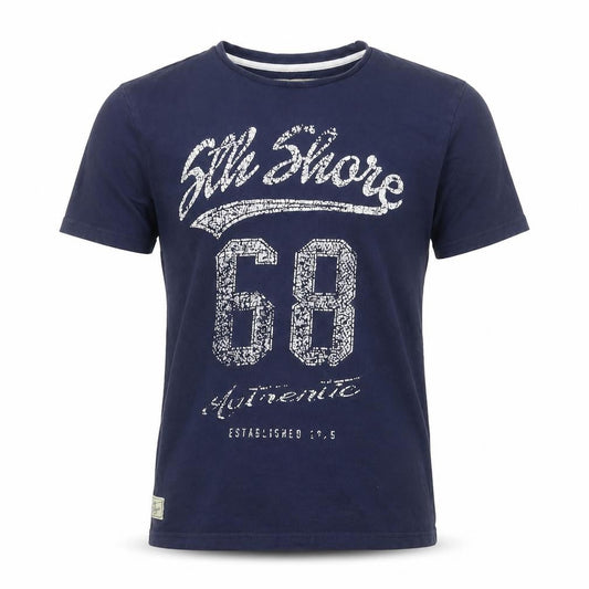 Front view of 5th Shore Men's Blue L California 68 Graphic Print Crew Neck T-Shirt