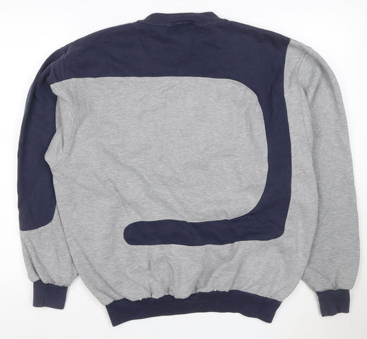 Reebok Men’s L Grey Navy Denver Broncos Graphic Pullover Sweatshirt