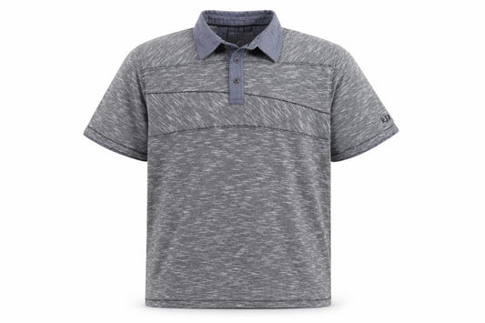 Front view of RJR John Rocha Men's Grey 2XL Striped Colourblock Short Sleeve Polo