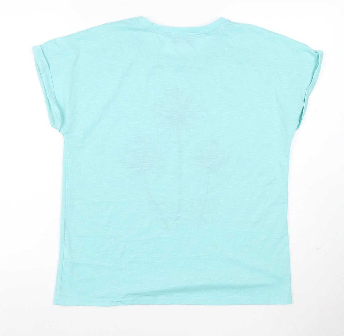 Mudflower Women Blue Size 12 Floral Quote Cap Sleeve T-Shirt