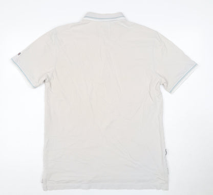 Lambretta Men’s Ivory XL Cotton Logo Polo Shirt Contrast Trim