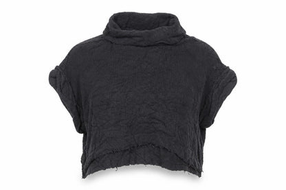 We The Free Women Black XS Cowl Neck Distressed Cotton Knit Pullover