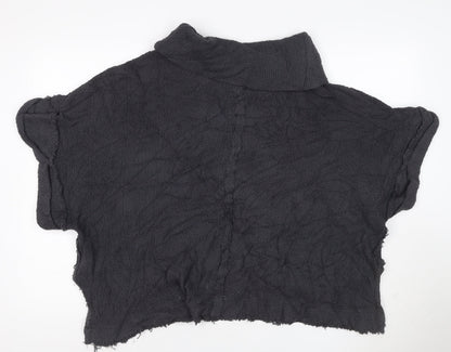 We The Free Women Black XS Cowl Neck Distressed Cotton Knit Pullover